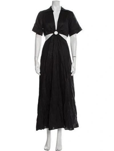 Pre-owned Dissh Linen Long Dress In Black