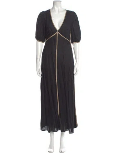 Pre-owned Dissh Linen Long Dress In Black