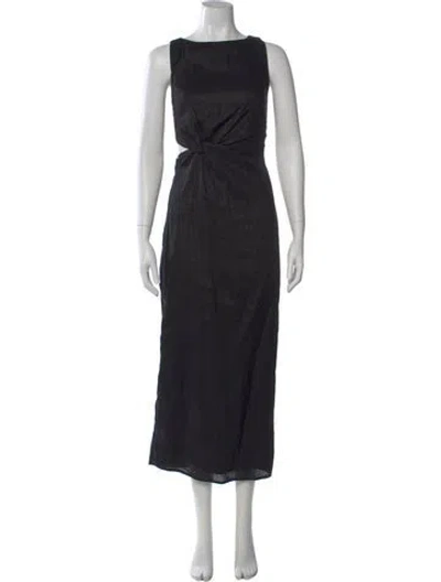 Pre-owned Dissh Linen Long Dress In Black