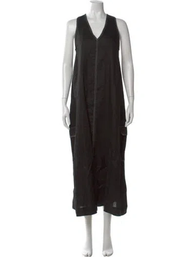 Pre-owned Dissh Linen Long Dress In Black