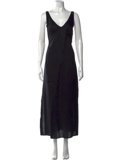 Pre-owned Dissh Linen Long Dress In Black