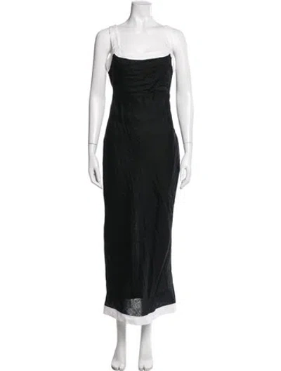 Pre-owned Dissh Linen Long Dress In Black