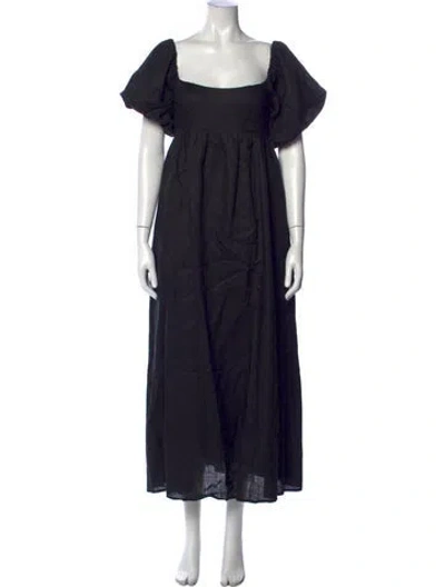 Pre-owned Dissh Linen Long Dress In Black