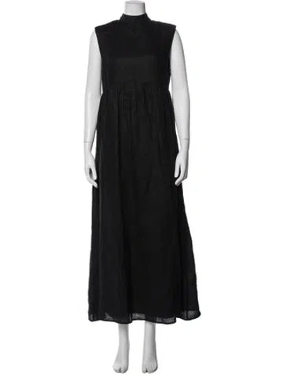 Pre-owned Dissh Linen Long Dress In Black