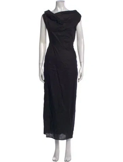 Pre-owned Dissh Linen Long Dress In Black