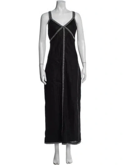 Pre-owned Dissh Linen Long Dress In Black