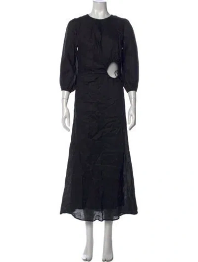 Pre-owned Dissh Linen Long Dress In Black