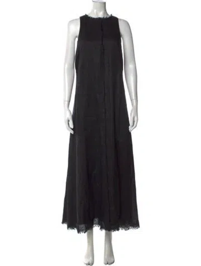 Pre-owned Dissh Linen Long Dress In Black