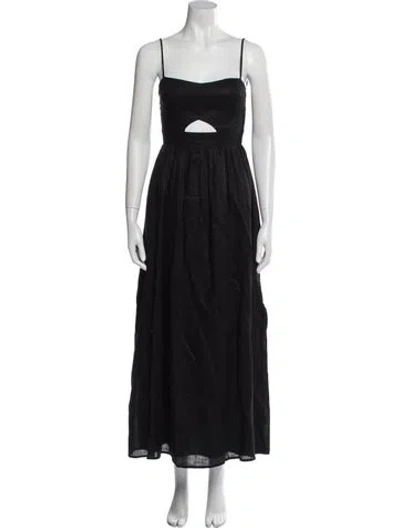 Pre-owned Dissh Linen Long Dress In Black