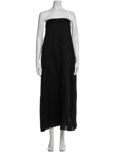Pre-owned Dissh Linen Long Dress In Black