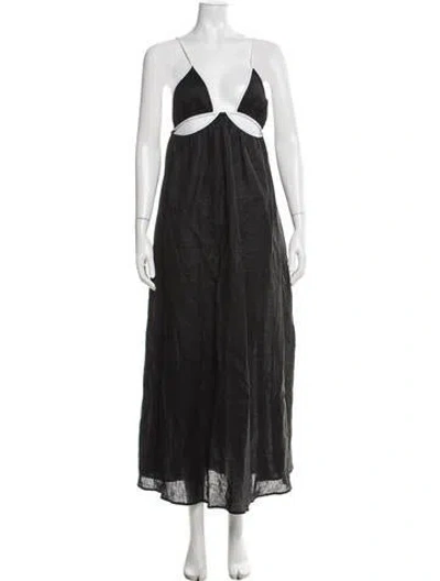 Pre-owned Dissh Linen Long Dress In Black
