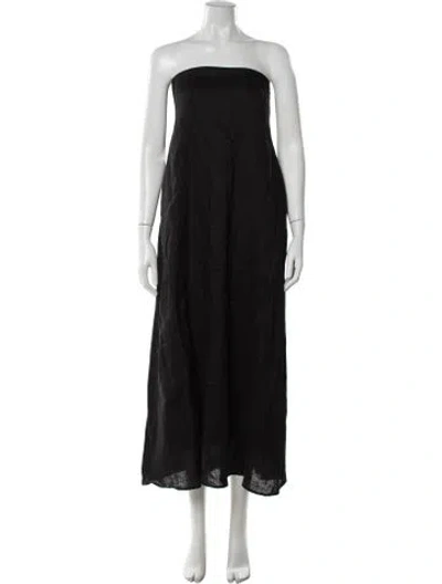 Pre-owned Dissh Linen Long Dress In Black