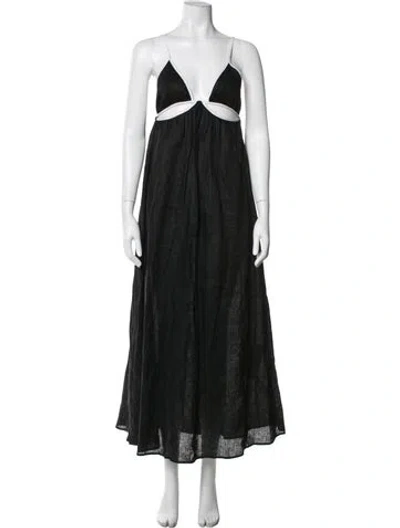 Pre-owned Dissh Linen Long Dress In Black