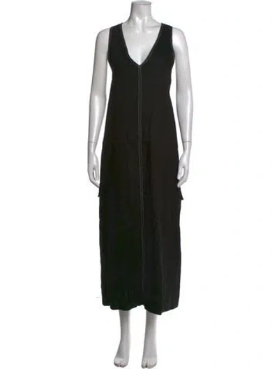 Pre-owned Dissh Linen Long Dress In Black