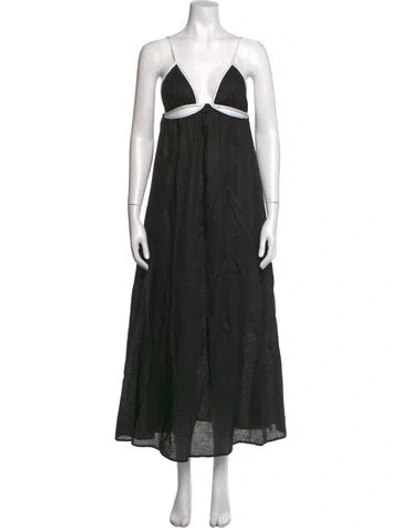 Pre-owned Dissh Linen Long Dress In Black