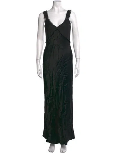 Pre-owned Dissh Linen Long Dress In Black