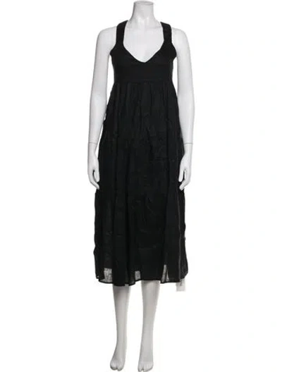 Pre-owned Dissh Linen Long Dress In Black
