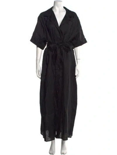 Pre-owned Dissh Linen Long Dress In Black