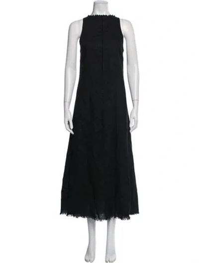 Pre-owned Dissh Linen Long Dress In Black