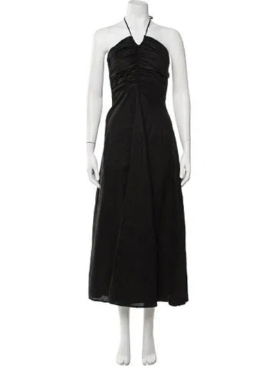 Pre-owned Dissh Linen Long Dress In Black