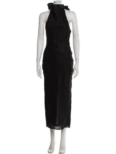 Pre-owned Dissh Linen Long Dress In Black