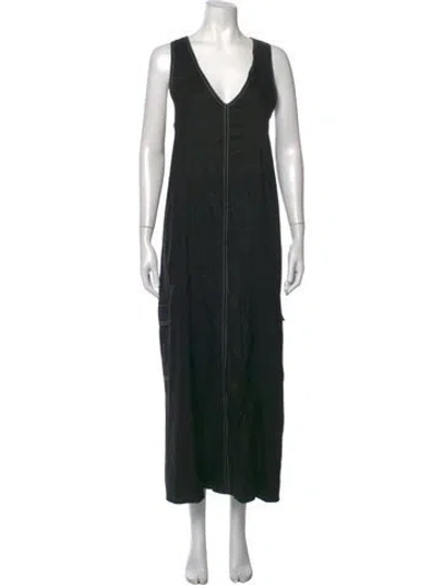 Pre-owned Dissh Linen Long Dress In Black