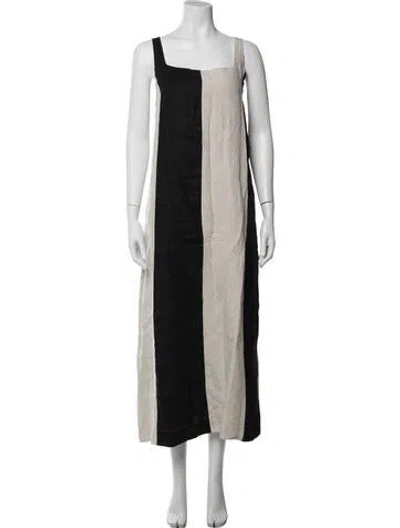 Pre-owned Dissh Linen Long Dress In Black/neutrals