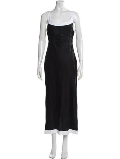 Pre-owned Dissh Linen Long Dress In Black/white