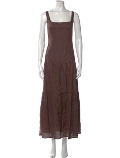 Pre-owned Dissh Linen Long Dress In Brown