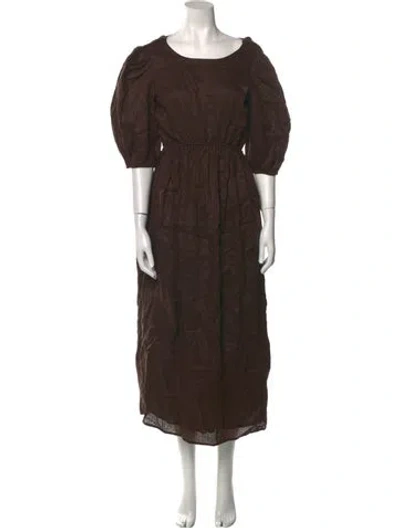 Pre-owned Dissh Linen Long Dress In Brown