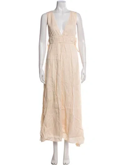 Pre-owned Dissh Linen Long Dress In Brown