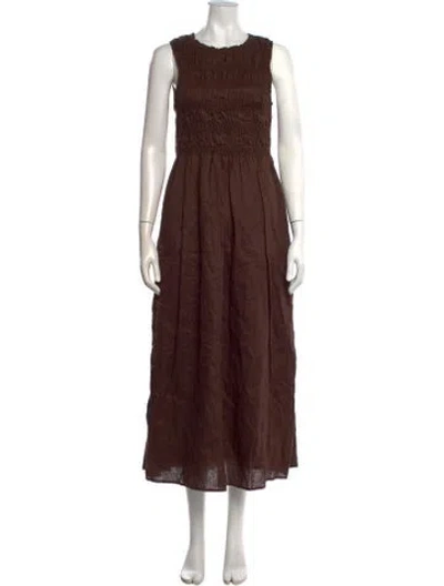 Pre-owned Dissh Linen Long Dress In Brown