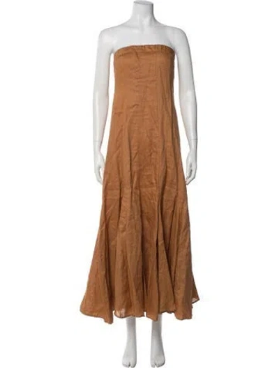 Pre-owned Dissh Linen Long Dress In Brown