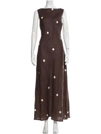 Pre-owned Dissh Linen Long Dress In Brown