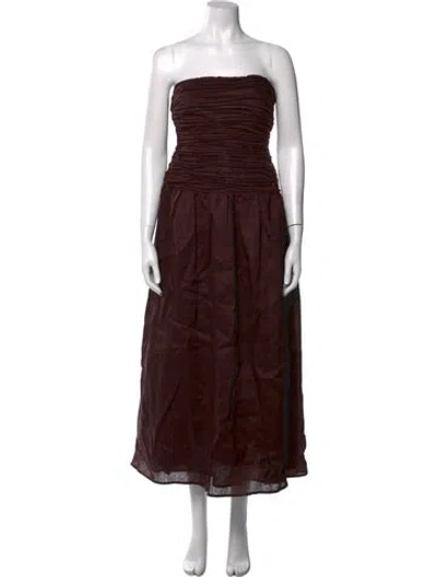 Pre-owned Dissh Linen Long Dress In Brown