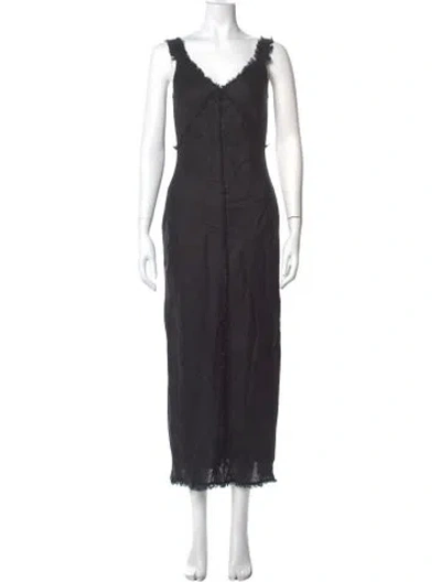 Pre-owned Dissh Linen Long Dress In Gray