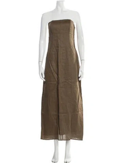 Pre-owned Dissh Linen Long Dress In Green