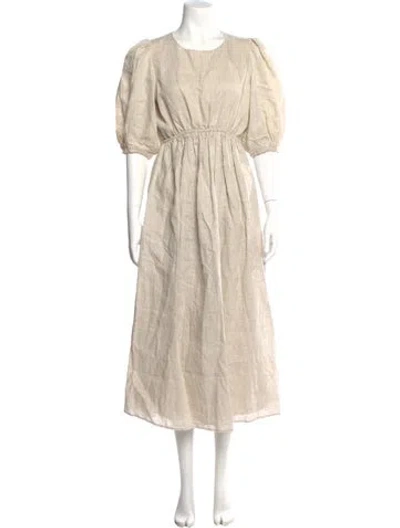 Pre-owned Dissh Linen Long Dress In Neutral