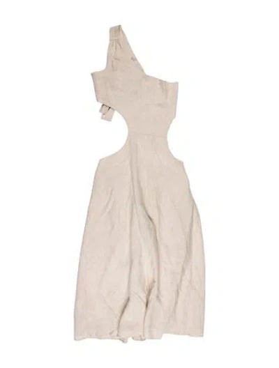 Pre-owned Dissh Linen Long Dress In Neutral