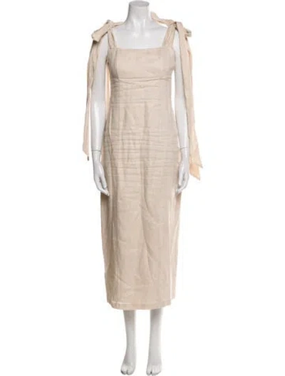 Pre-owned Dissh Linen Long Dress In Neutral