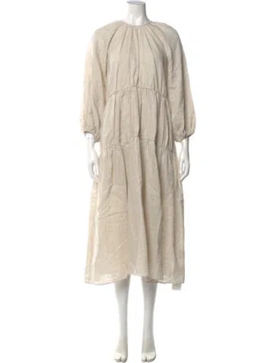 Pre-owned Dissh Linen Long Dress In Neutral