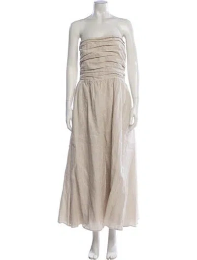 Pre-owned Dissh Linen Long Dress In Neutral