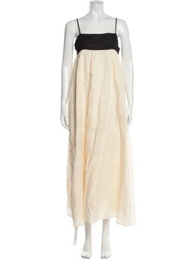 Pre-owned Dissh Linen Long Dress In Neutral