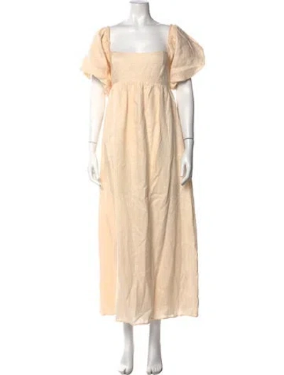 Pre-owned Dissh Linen Long Dress In Neutral
