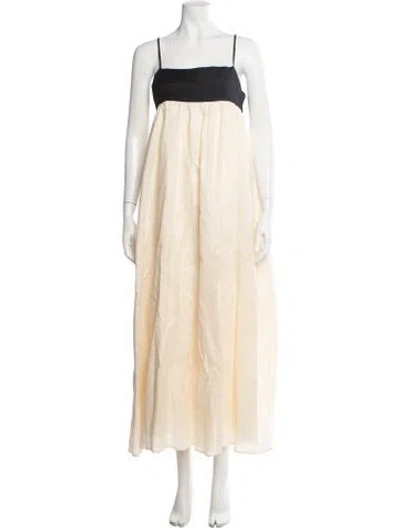 Pre-owned Dissh Linen Long Dress In Neutral