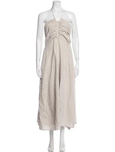 Pre-owned Dissh Linen Long Dress In Neutral