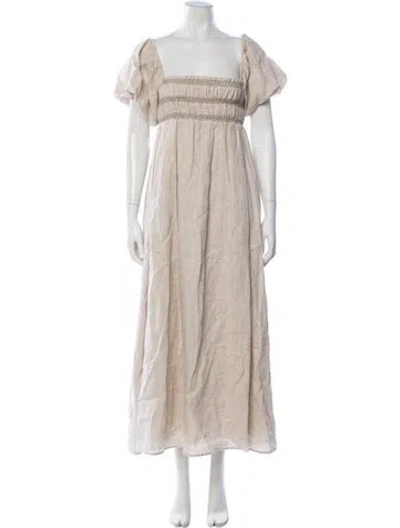 Pre-owned Dissh Linen Long Dress In Neutral