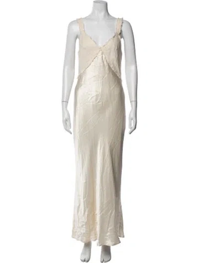 Pre-owned Dissh Linen Long Dress In Neutrals