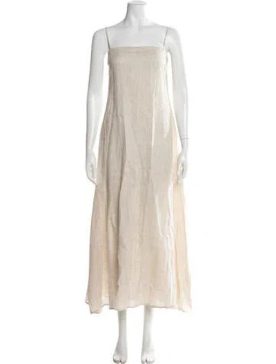 Pre-owned Dissh Linen Long Dress In Neutrals