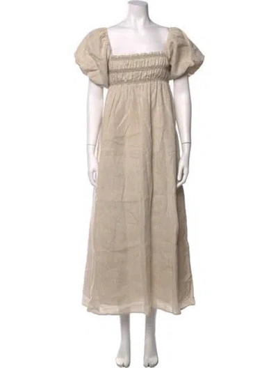 Pre-owned Dissh Linen Long Dress In Neutrals